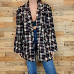 Vintage Plaid Wool Blazer Jacket image 7