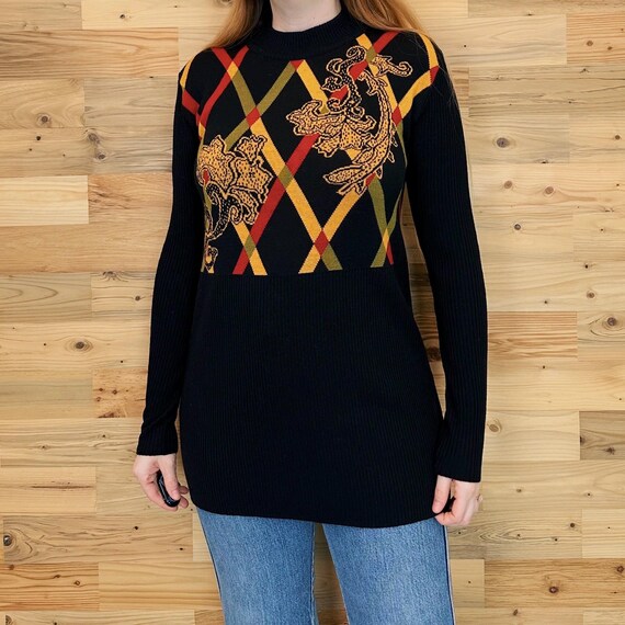 Louis Féraud Vintage Designer Merino Wool Knit Sweater Top