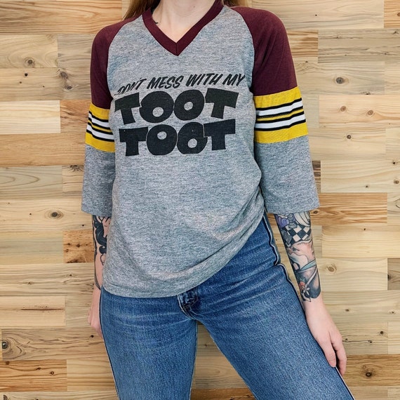 Vintage Don't Mess with My Toot Toot Raglan T Shi… - image 4