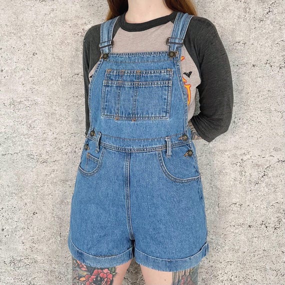 Express Jeans Vintage Denim Overalls Dungarees Shorts
