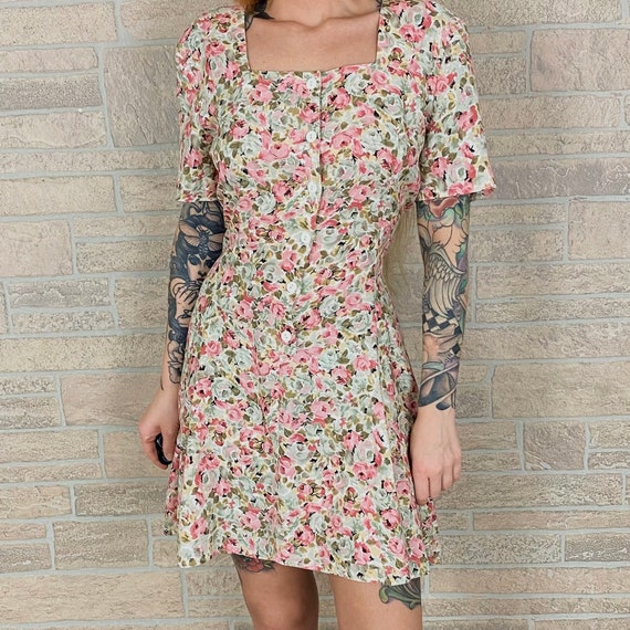 Sleeveless 90s Floral Dress Blue Mini Dress Vintage 90s Dress Floral Mini Dress Sleeveless Dress XS S 90s Vintage Dress Rampage Trilogy 2