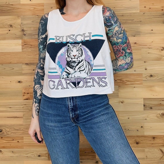 Vintage Busch Gardens Cropped 90's Tank Top Tee Shirt