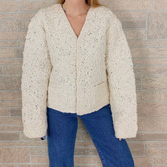Avant Garde Vintage 3D Textured Woven Knit Jacket