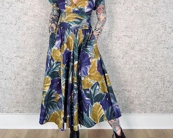 Vintage Watercolor Cotton Corset Waist Summer Dress