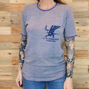 70&#39;s Vintage University of Wisconsin-Parkside Fencing Ringer Tee Shirt T-Shirt