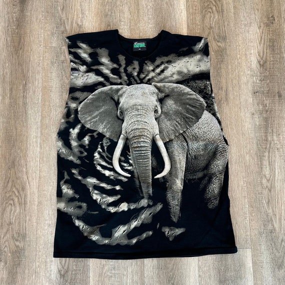 Vintage Elephant All Over Print Sleeveless Tee Shirt T-Shirt Tank Top