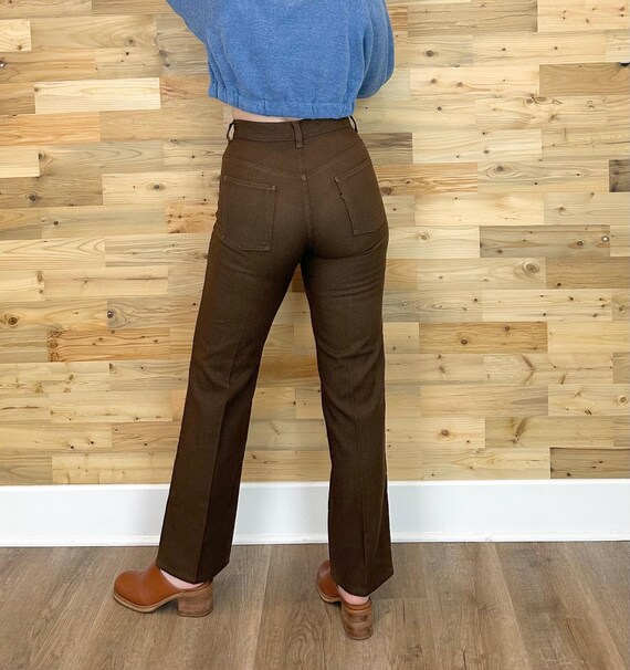 70's Levi's Big E Brown Woven Trouser Pants / Size 25
