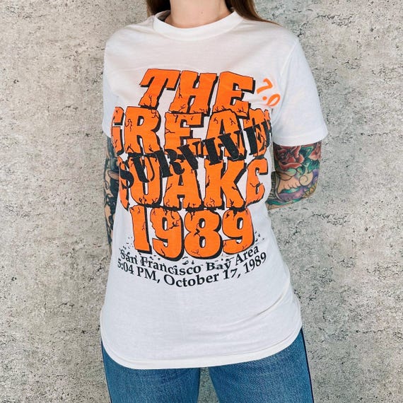 1989 San Francisco I Survived The Great Quake Vintage Tee Shirt T-Shirt