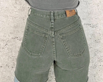 90's Route 66 Vintage Olive Green High Rise Cut Off Jean Shorts / Size 24