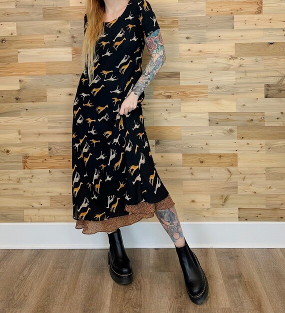 90's Giraffe Print Vintage Maxi Dress