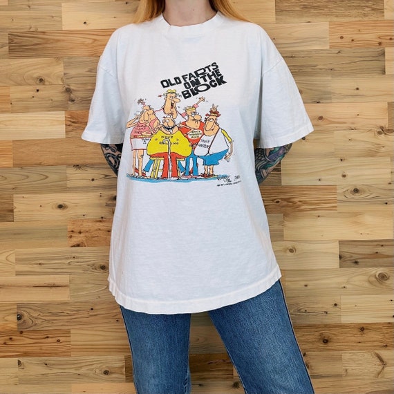 Funny 1990 Old Farts On The Block Parody Comic Cartoon Art Joke Tee Shirt T-Shirt