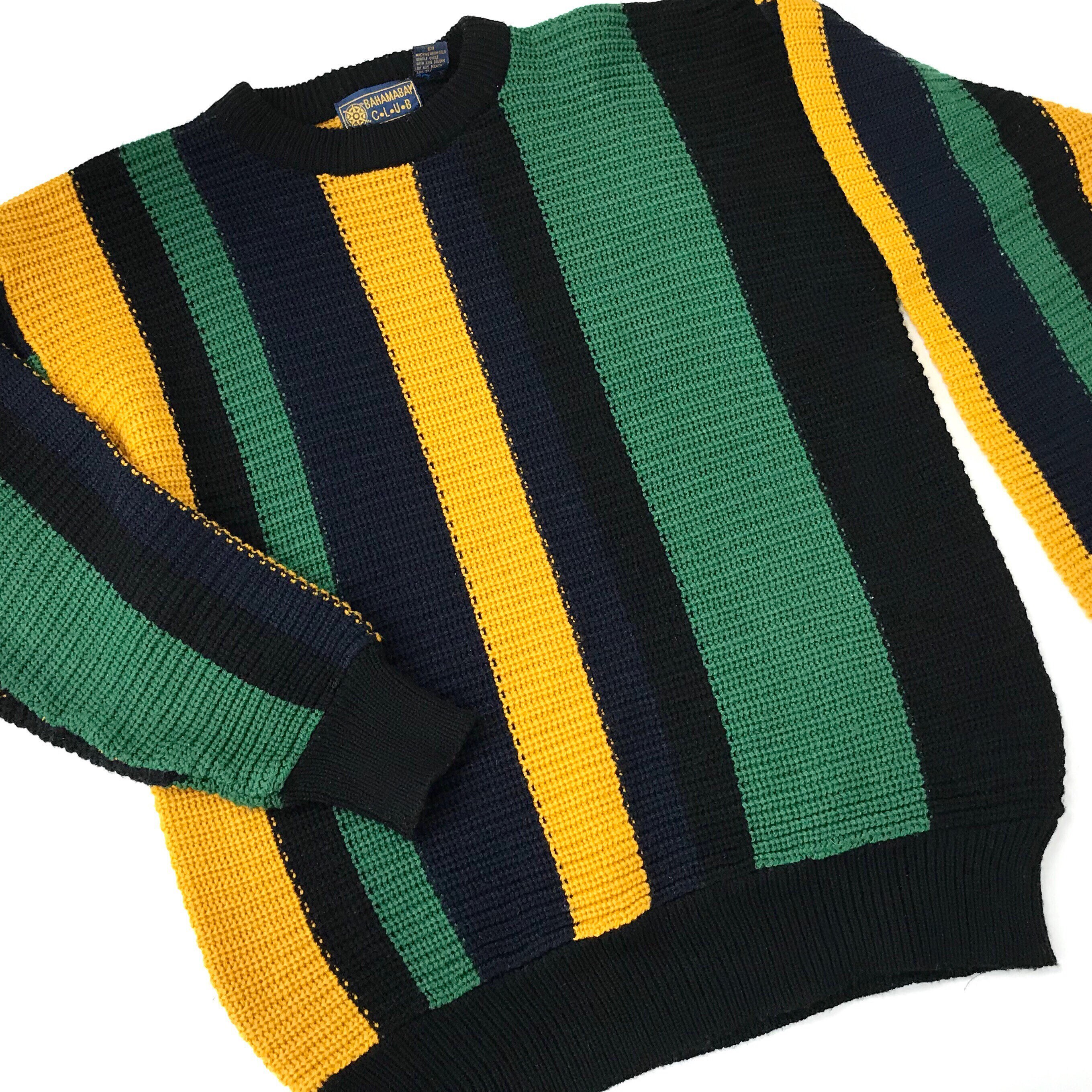 Vintage Striped Chunky Knit Pullover Sweater