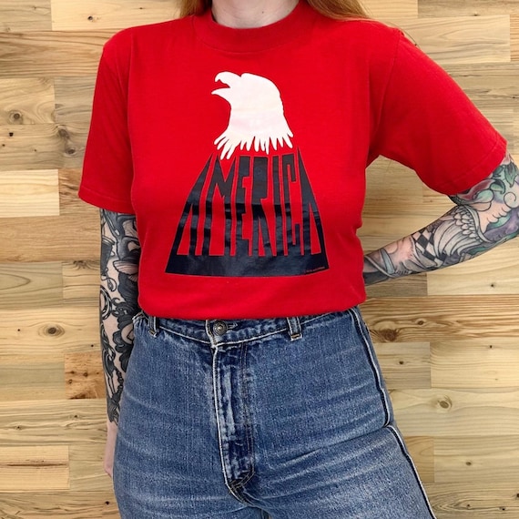 1978 Vintage America The Band Soft Rock Music Angerman Eagle Graphic Tee Shirt T-Shirt