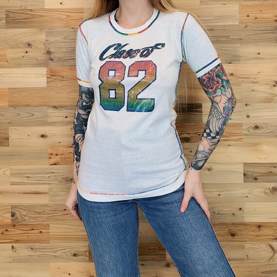 Vintage Class of 82 Rainbow Stitch Tee Shirt