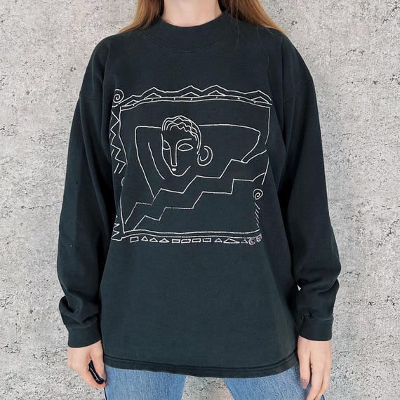 Vintage 1990 Modernist Abstract Line Art Sweatshirt