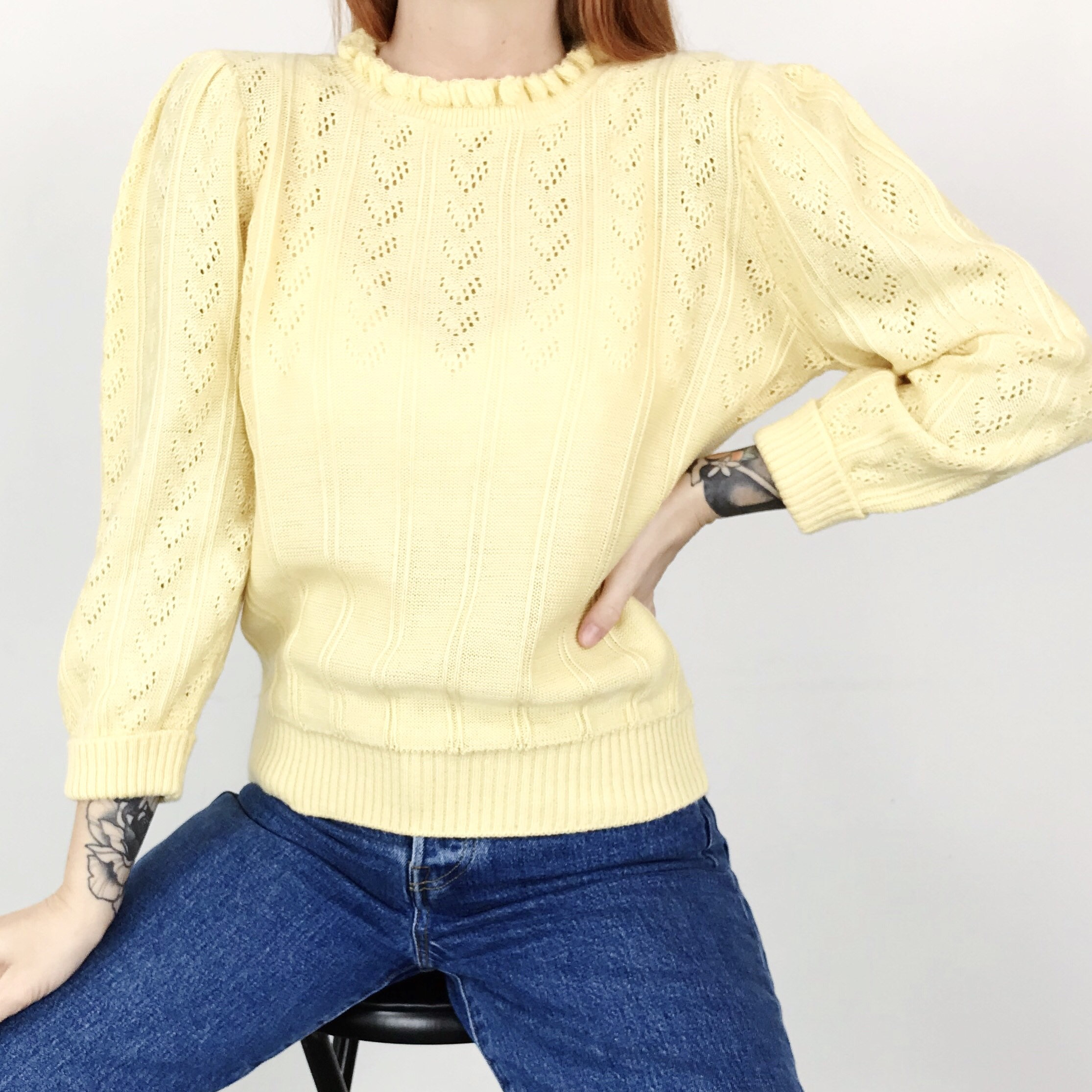 70's Yellow Knit Pullover Sweater