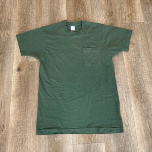 70's Vintage Moss Green Crewneck Basic Pocket Tee Shirt T-Shirt image 3