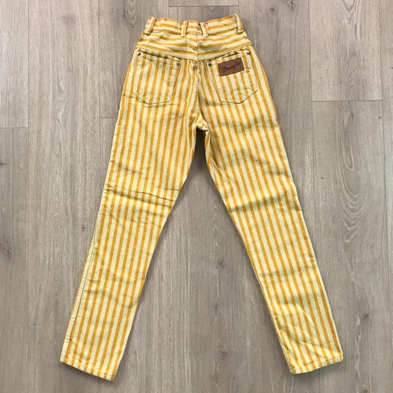 Wrangler Vintage Pinstriped Yellow Western Jeans / Size 21 22 XXS