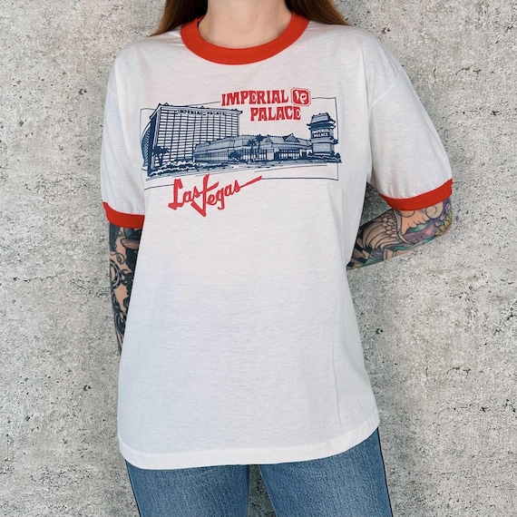 80's Soft Thin Las Vegas Imperial Palace Vintage Ringer Tee Shirt T-Shirt
