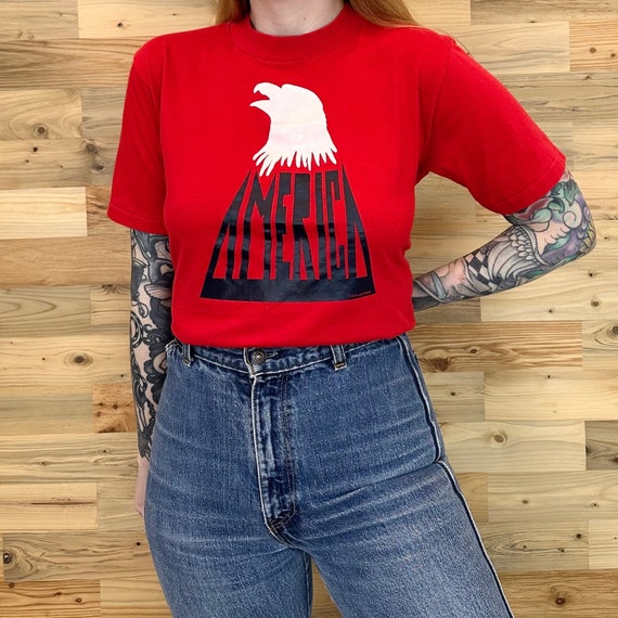 1978 Vintage America The Band Soft Rock Music Angerman Eagle Graphic Tee Shirt T-Shirt