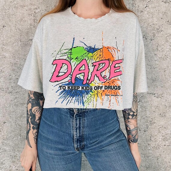 1994 D.A.R.E. To Keep Kids Off Drugs 90's Vintage Cropped Tee Shirt T-Shirt
