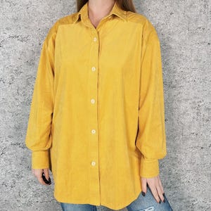 Vintage Soft Faux Suede Sunshine Yellow Button Up Shirt