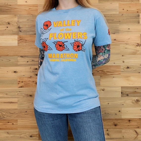 80's Soft Vintage Valley of the Flowers Marathon Tee Shirt T-Shirt