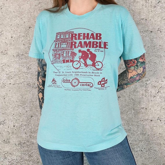 80's Soft Thin St. Louis Rehab Ramble Bike Ride Tee Shirt T-Shirt