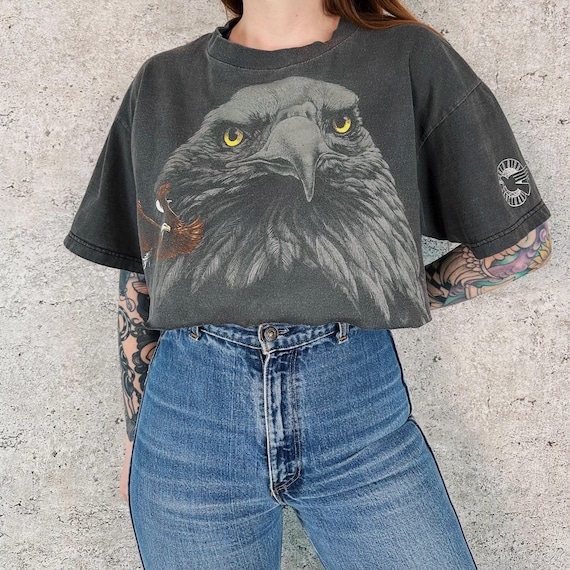 Vintage Eagle World Bird Sanctuary Cropped Tee Shirt Crop Top