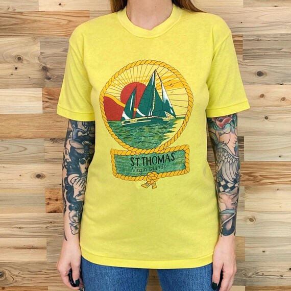 70's Vintage St. Thomas Virgin Islands Travel T-Shirt Tee Shirt