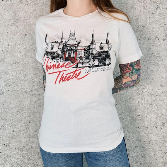 Vintage 80's Chinese Theatre Hollywood California Tee Shirt T-Shirt