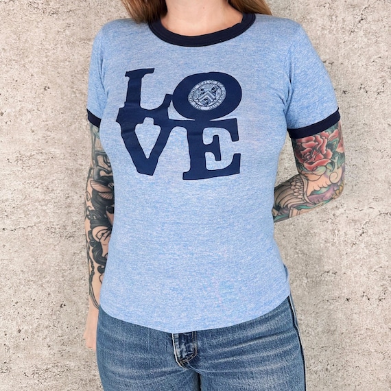70's Rice University LOVE Vintage Ringer Tee Shirt T-Shirt