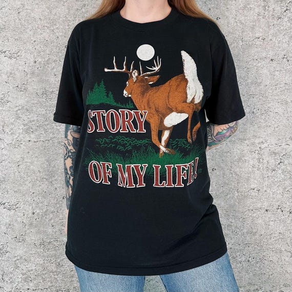 Vintage 80's Story Of My Life Deer Buck Tee Shirt T-Shirt