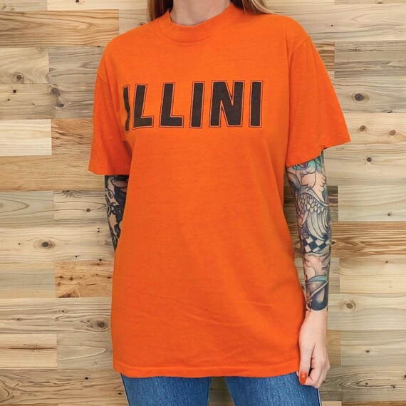 70's University of Illinois Fighting Illini Soft Vintage College Tee Shirt T-Shirt