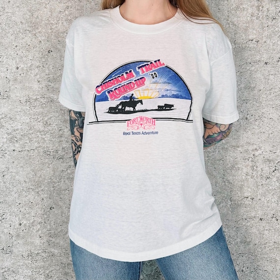 1989 Vintage Chisholm Trail Round-Up Texas Tee Shirt T-Shirt