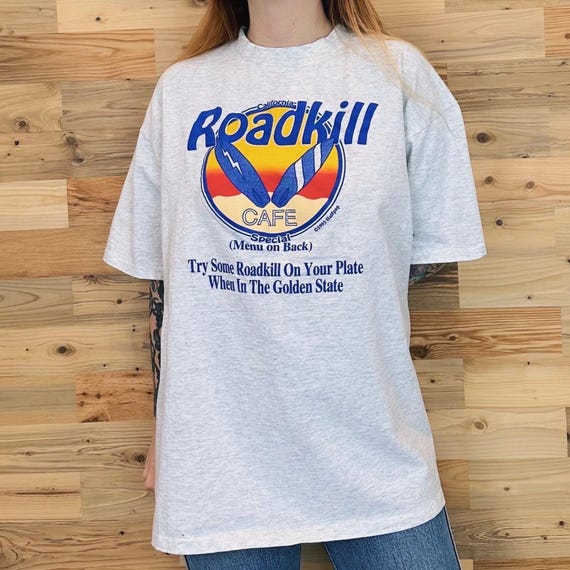 90's Vintage California Roadkill Cafe Funny T-Shirt Tee Shirt