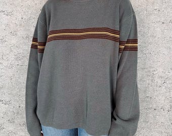 Pull Vintage Crop UnionBay Années 90 - Taille L Femme - Col Roulé Rose Et Rouge