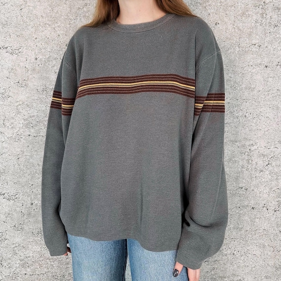Y2K Vintage Worn In Striped Pullover Knit Sweater Top
