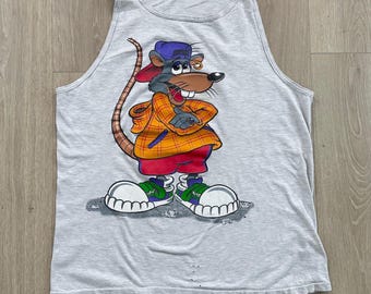 90's Vintage Sleeveless Streetwear Rat Graphic Tank Top T Shirt - Etsy