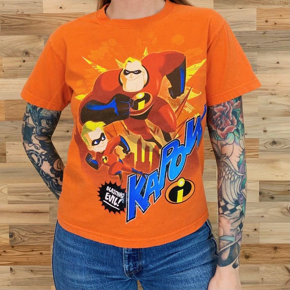 Disney Pixar The Incredibles Movie Y2K 2004 Vintage Tee Shirt T-Shirt