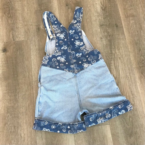 Blue Jean Denim Paisley Print Shortalls Overall S… - image 8