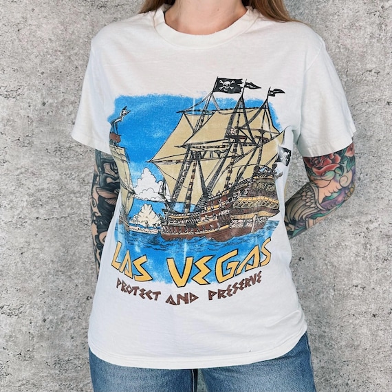 Las Vegas Pirate Ship Protect and Preserve Vintage Tee Shirt T-Shirt