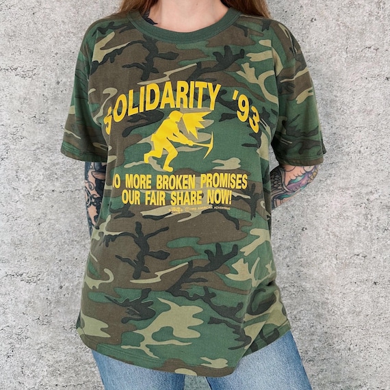 1993 Camouflage Soft Worn UMWA Strike Vintage Tee Shirt T-Shirt