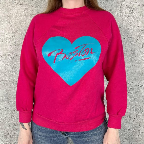 80's Vintage Boston Raglan Crewneck Pullover Sweatshirt