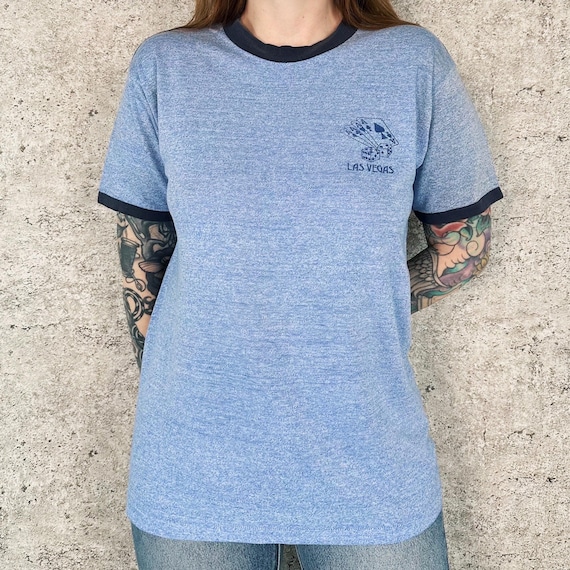 70's Las Vegas Soft Thin Vintage Ringer Tee Shirt T-Shirt