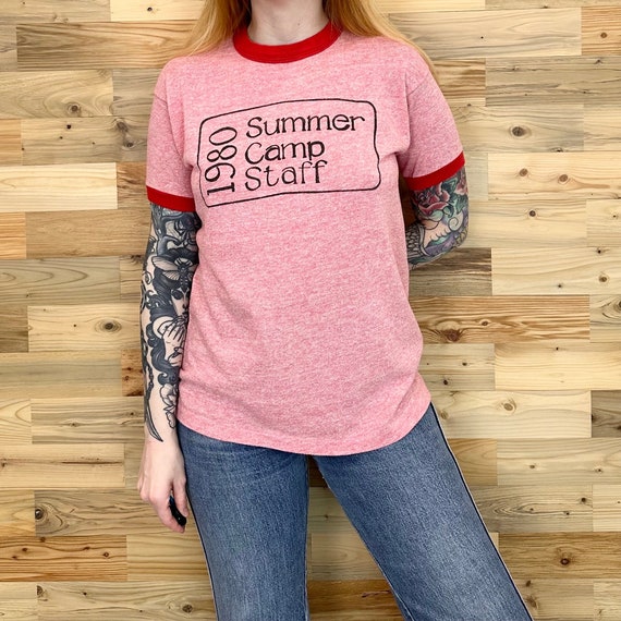 VIntage 1980 Summer Camp Staff Ringer Tee Shirt T-Shirt