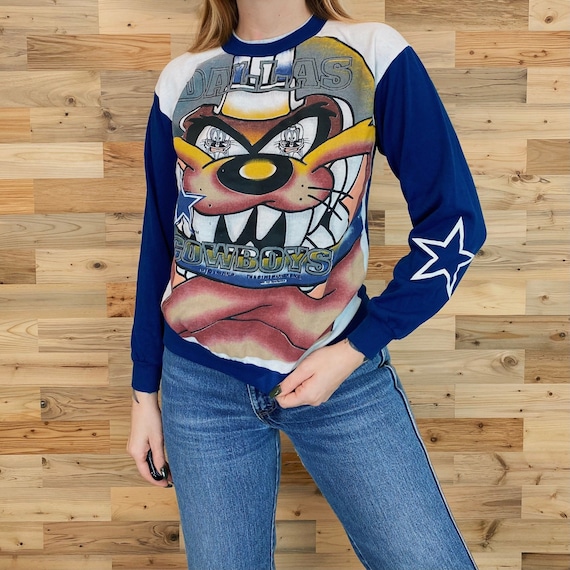 Dallas Cowboys Football Vintage Looney Tunes Taz Pullover Sweatshirt Sweater Top