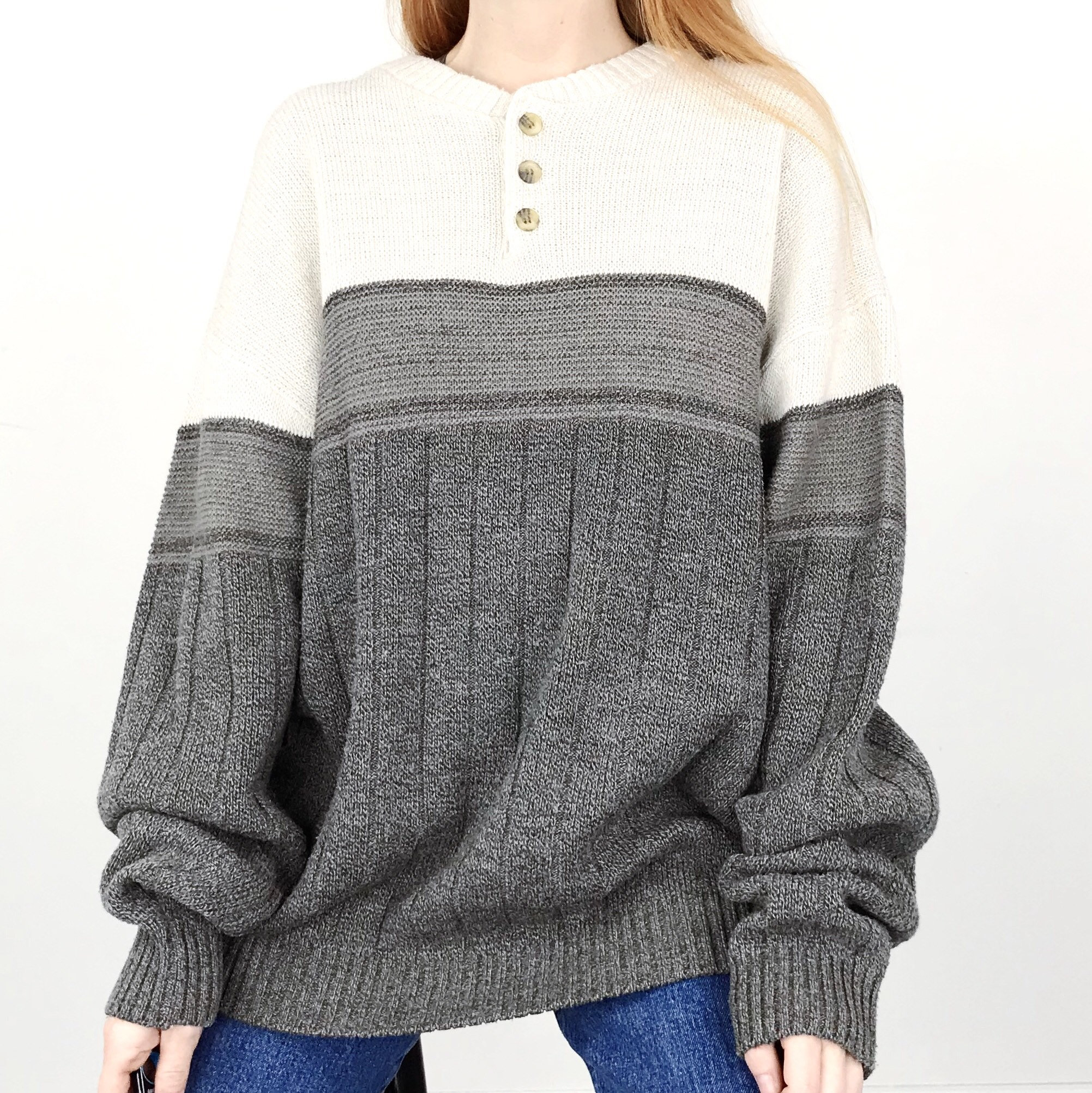Henley Pullover Sweater - Dusty Blue