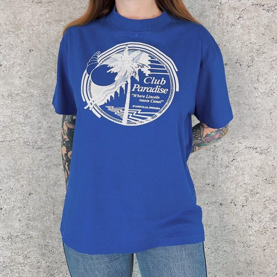 80's Club Paradise Vintage Graphic Souvenir Tee Shirt T-Shirt