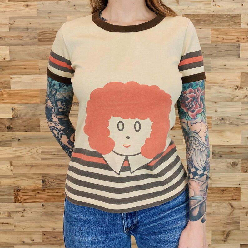 60's Vintage RARE Original Mod Little Orphan Annie Ringer Tee Shirt T-Shirt image 3